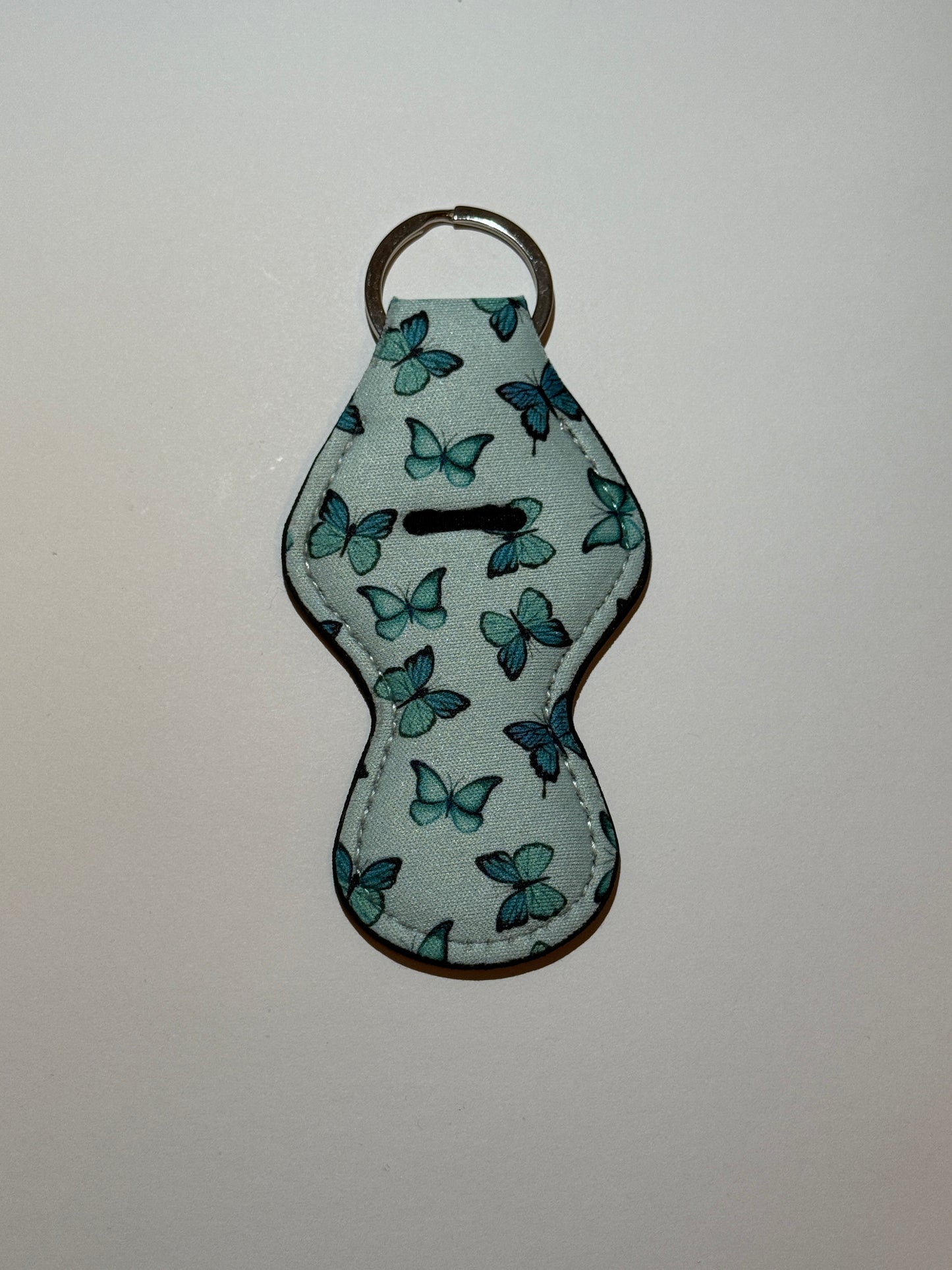 Teal Butterflies Chapstick Holder