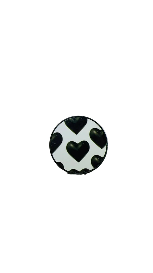 Black Bubble Hearts Phone Grip