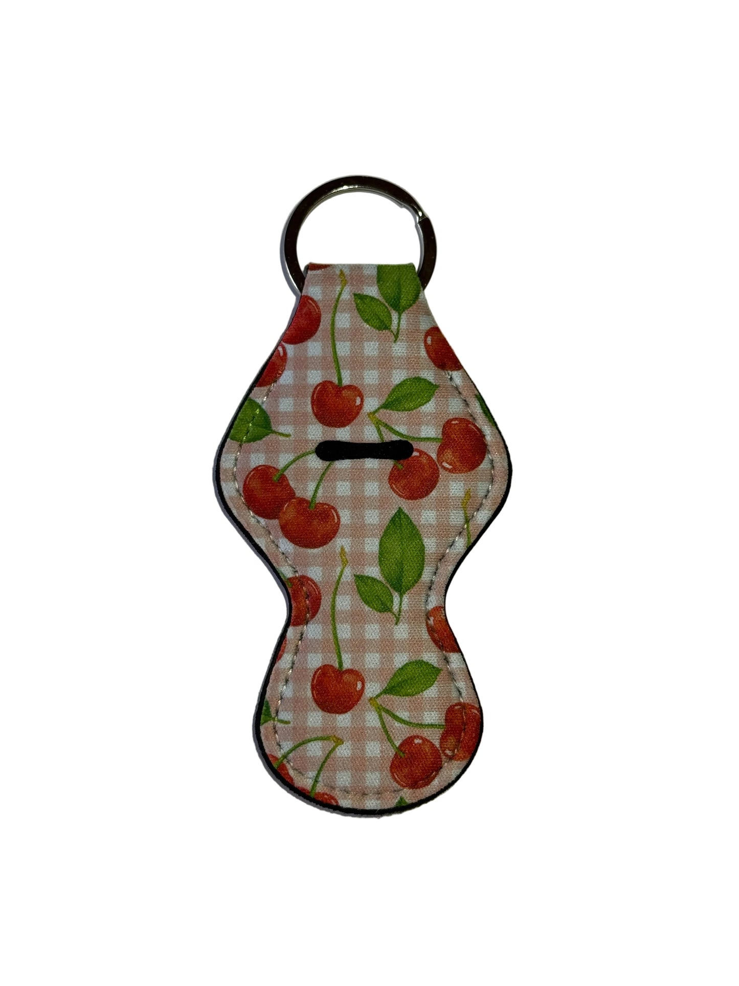 Pink Checkered Cherries Chapstick Holder
