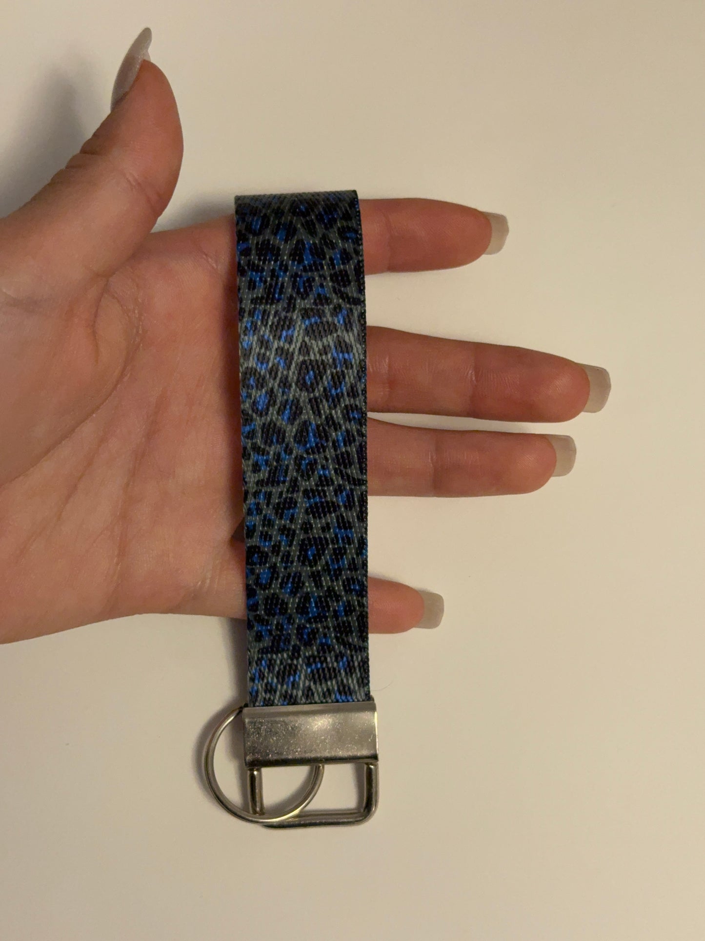 Blue Leopard Wristlet Keychain