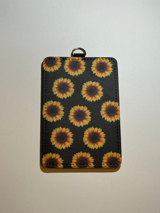 Black Sunflower Id Card Holder