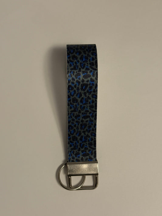 Blue Leopard Wristlet Keychain